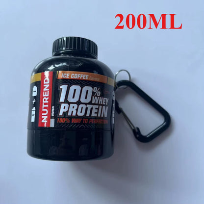 100/200ML Portable Mini Protein Powder Bottle with Keychain Health Funnel Medicine Box Container Small Cup Outdoor Sport Storage